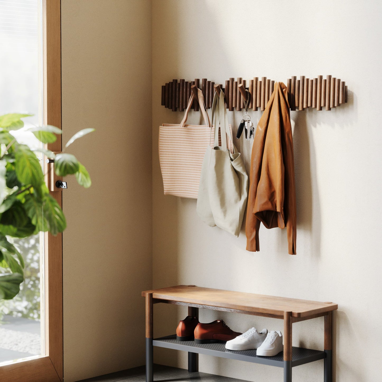 Real Pine Wood Wall Hook 5 Flip Down Hook.